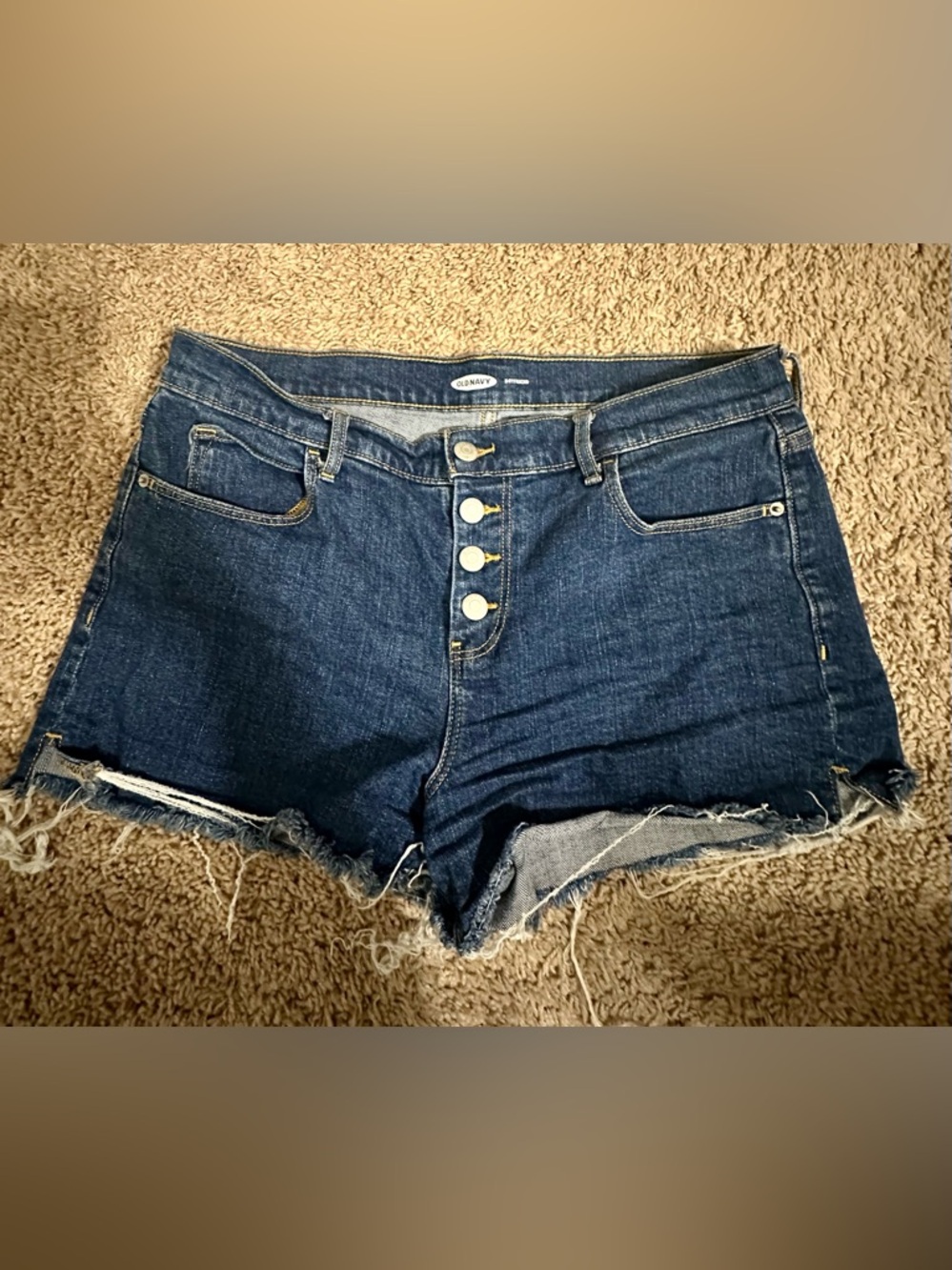 Old Navy Boyfriend Dark Blue Denim Button-Fly Cutoff Shorts